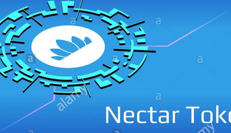 nectar-token-nec-isometric-token-symbol-of-the-defi-project-in-digital-circle-on-blue-background-cryptocurrency-icon-decentralized-finance-programs-2CFHMDK